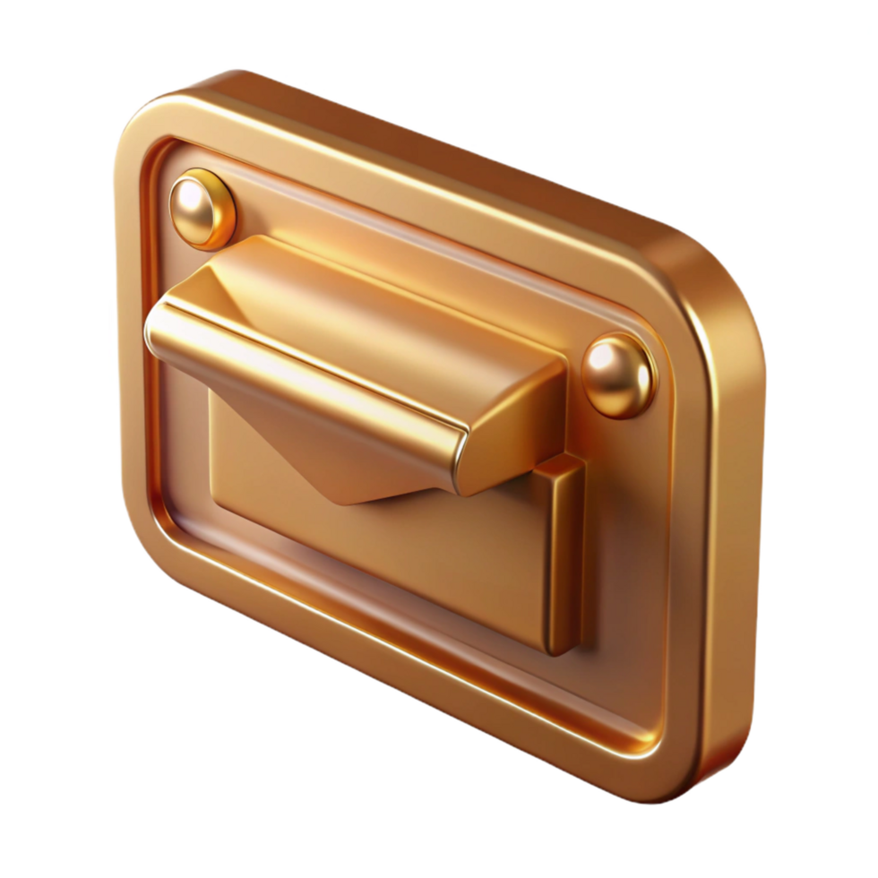 extraordinary signature Mail slot, brass, NO BACKGROUND with Transparent Background. png