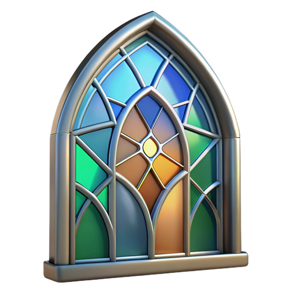 exquisite industrial Stained glass window, abstract design, NO BACKGROUND with Transparent Background. premium png