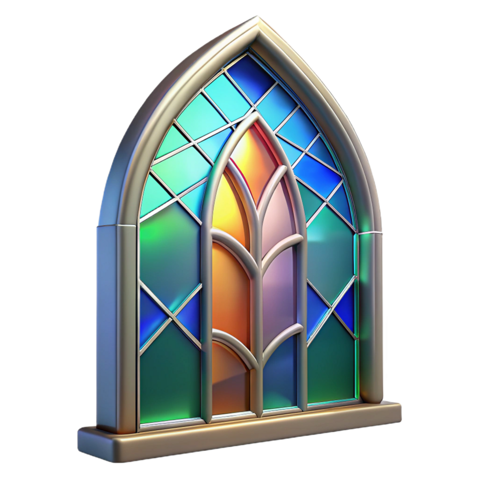 extraordinary modern Stained glass window, abstract design, NO BACKGROUND with Transparent Background. genuine png