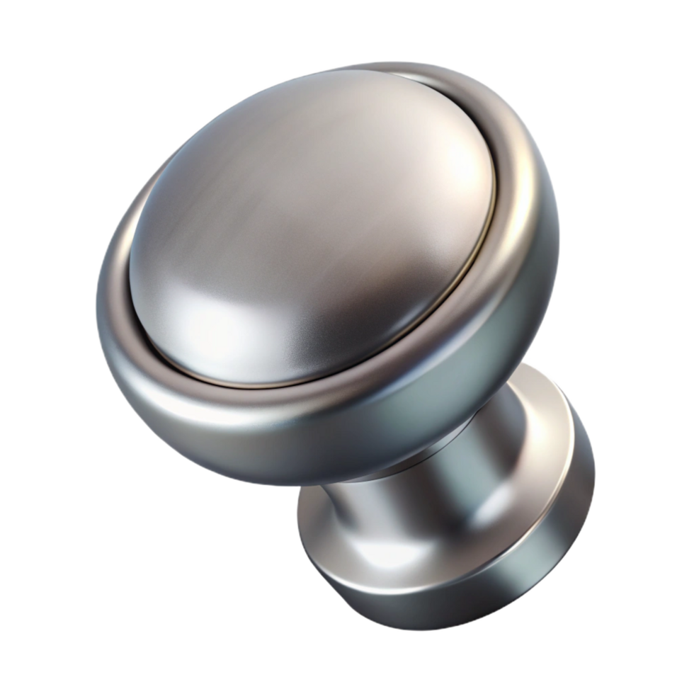 exquisite whimsical vintage Cabinet knob, brushed nickel, NO BACKGROUND with Transparent Background. authentic png