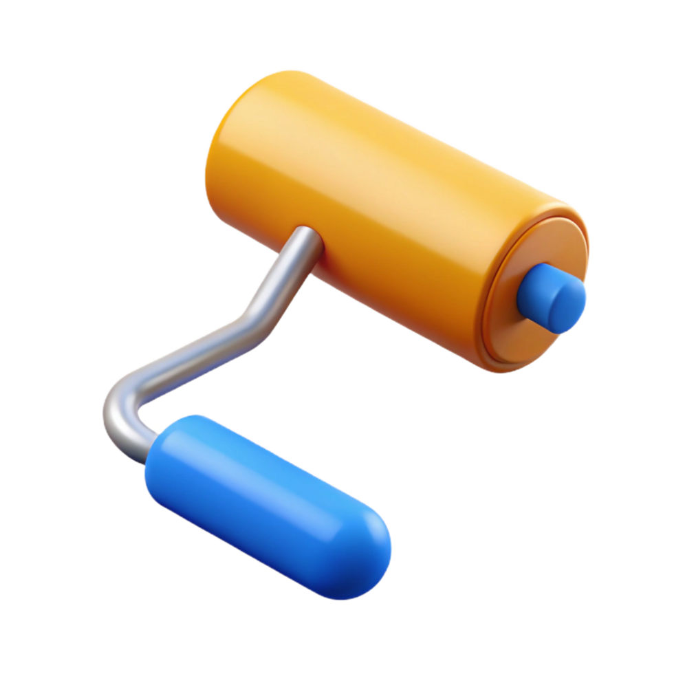 enchanting minimalist Roller brush, NO BACKGROUND with Transparent Background. masterfully captured png