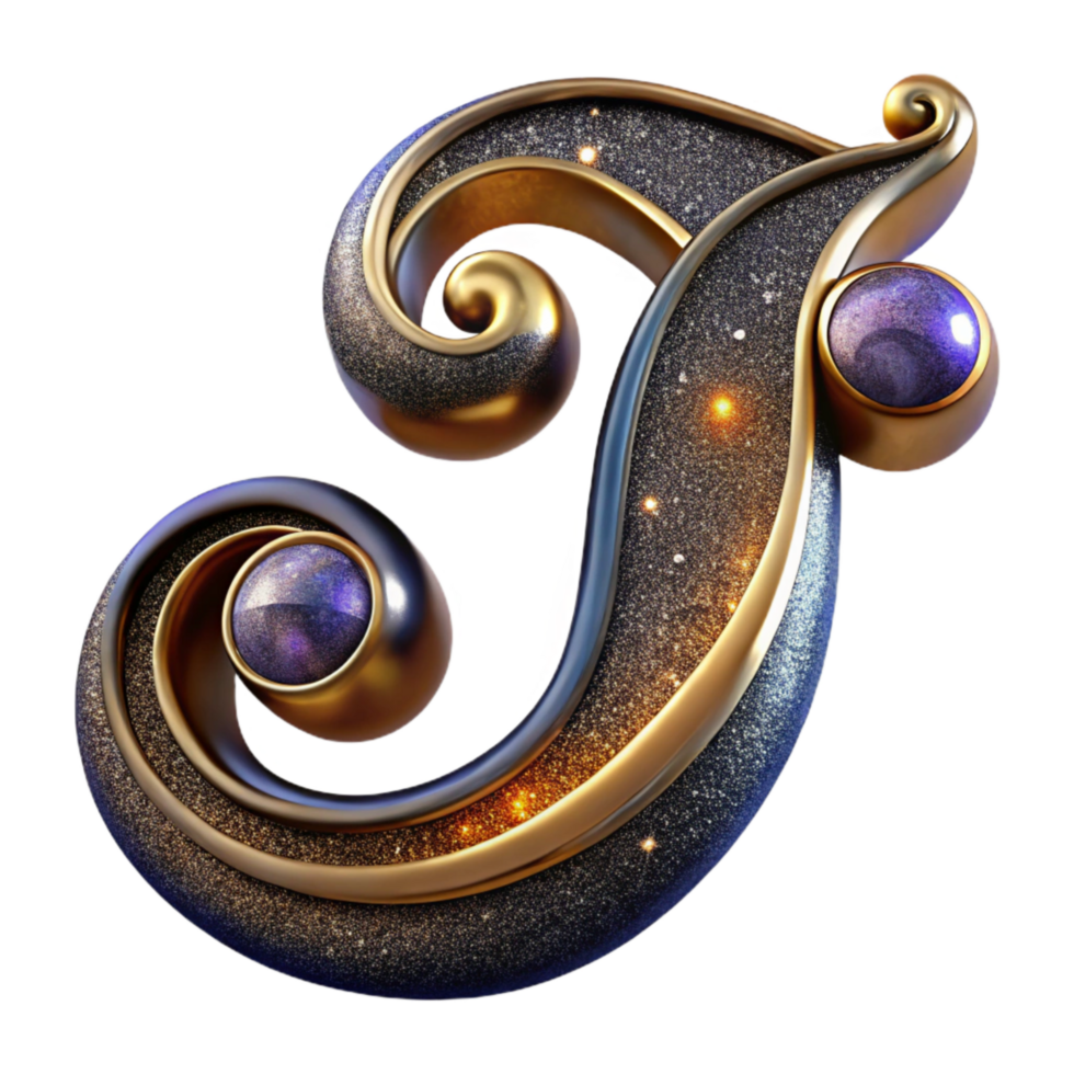 serene modern Cursive Letter J Cutout Elegant Swirls png