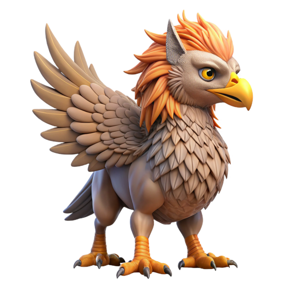 immaculate surreal A majestic griffin, feathers ruffled, looking regally ahead. NO BACKGROUND with Transparent Background. 8K png