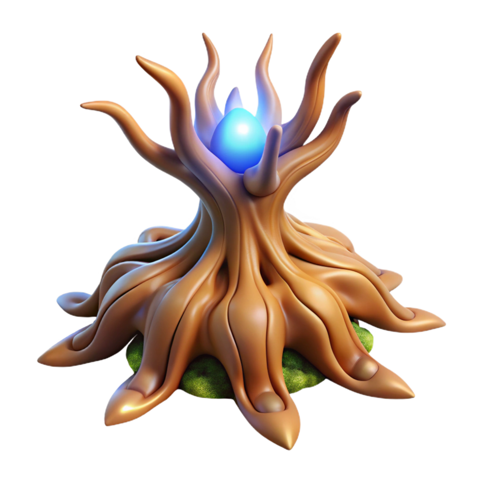 gorgeous exceptional A single, ancient, gnarled tree root, pulsing with magical energy. NO BACKGROUND with Transparent Background. png