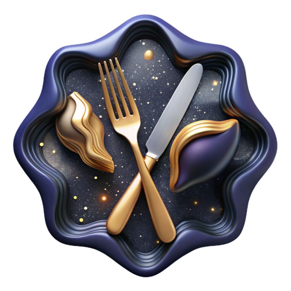 elegant minimalist Cutlery Set Fork and Knife Symmetrical Placement Isolated high resolution png
