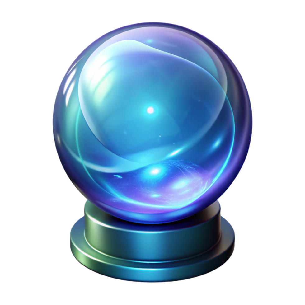 exemplar surreal uma brilhando cristal bola, rodopiando com místico energia. não fundo com transparente fundo. fresco png