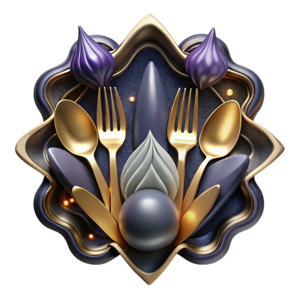 impressive artistic Cutlery Set Symmetrical Design Isolated detailed png