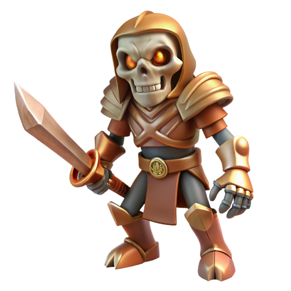 gorgeous sought-after A menacing skeleton warrior, wielding a rusty sword. NO BACKGROUND with Transparent Background. png