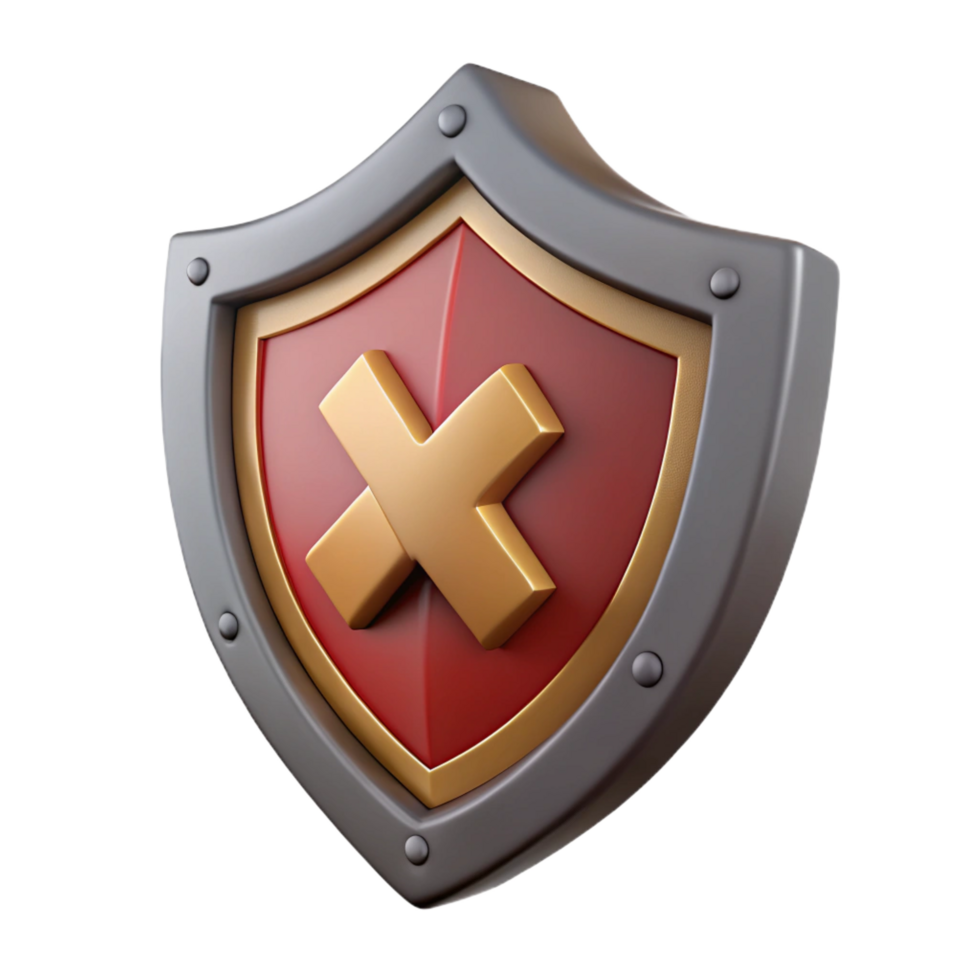 exemplary modern A stylized medieval shield, emblazoned with a heraldic symbol. NO BACKGROUND with Transparent Background. museum quality png