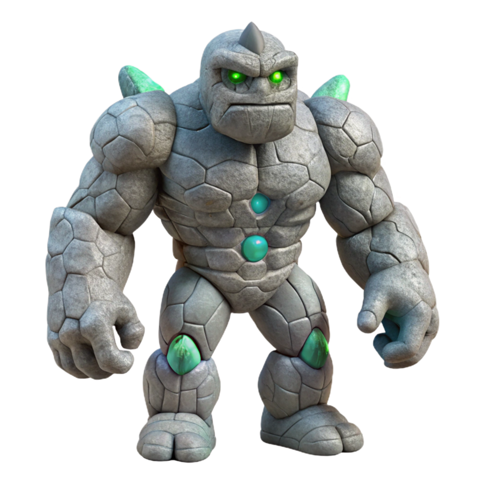 enchanting classic A powerful golem, made of stone. NO BACKGROUND with Transparent Background. handcrafted png