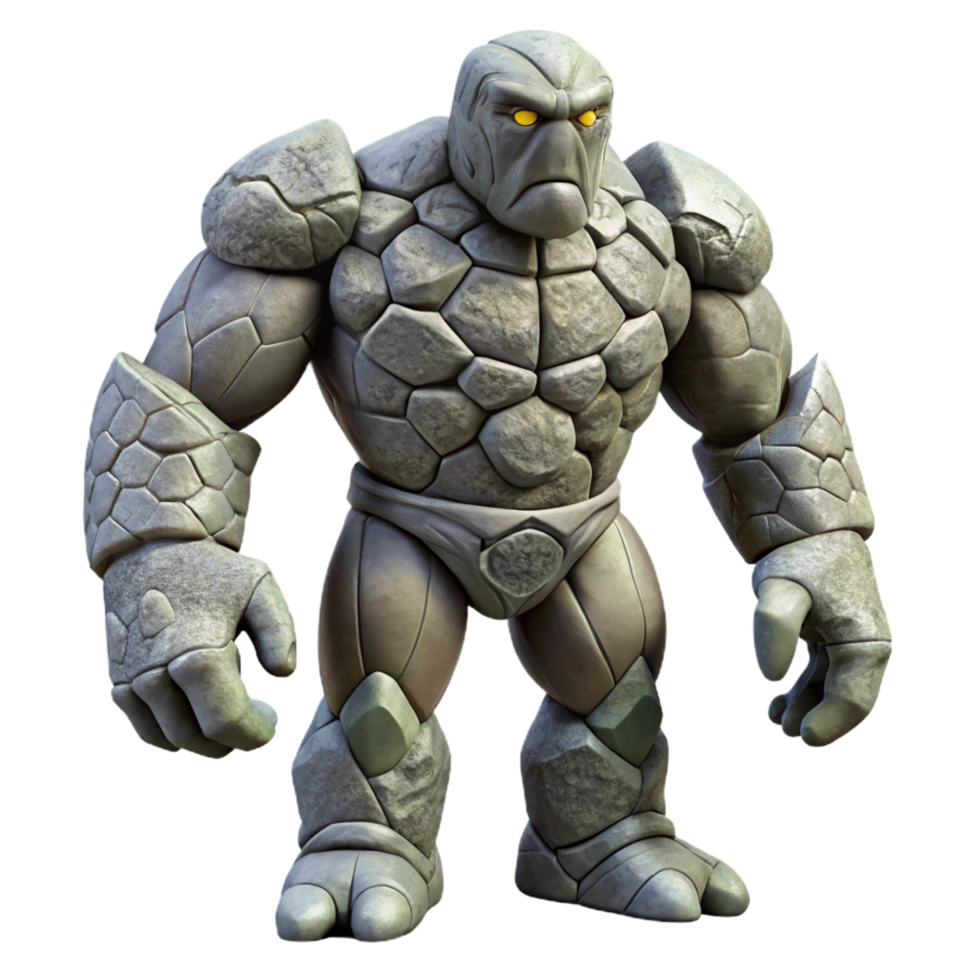 inspired abstract A powerful golem, made of stone. NO BACKGROUND with Transparent Background. 8K png