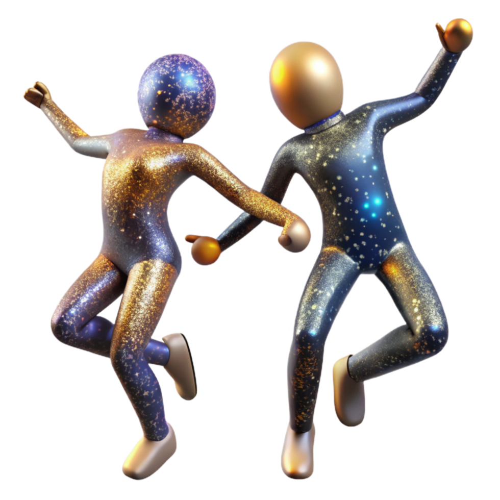 vibrant traditional Dancing Figures Cutout with Energetic Poses and Flowing Clothing genuine png