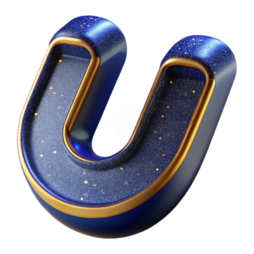 vibrant creative Dark Blue Italic Font Letter U Cutout Transparent Background premium png