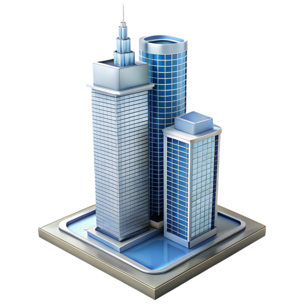 exquisite passionate minimalist Modern skyscraper architectural model, NO BACKGROUND with Transparent Background. gallery standard png