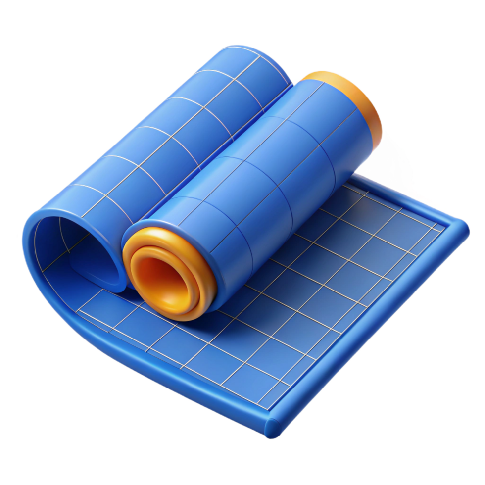 iconic artistic Architectural blueprint roll, NO BACKGROUND with Transparent Background. impeccable png