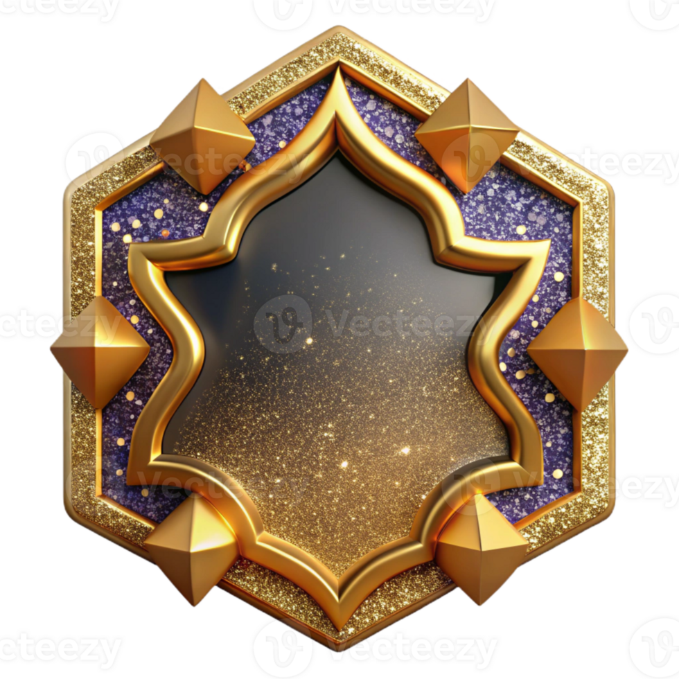 wonderful vintage Decorative Mosaic Border Frame Gold Transparent Background genuine png