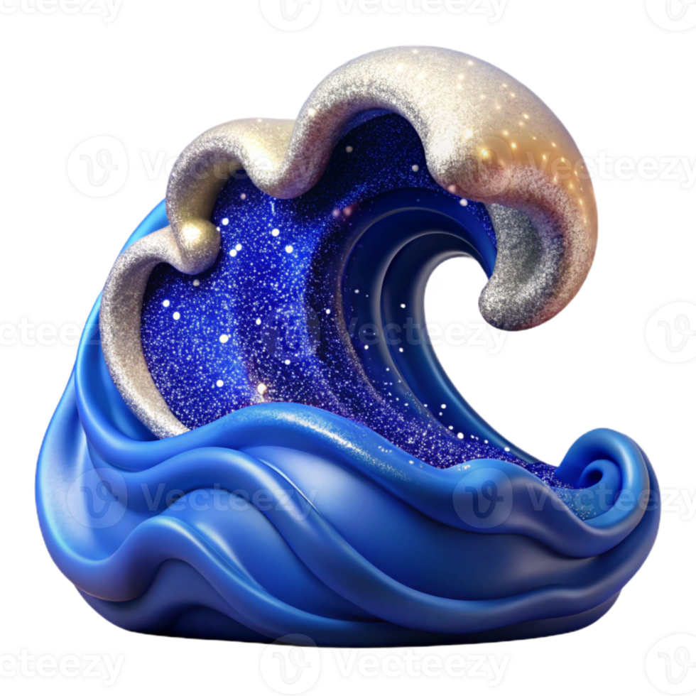 impressive classic Deep Blue Ocean Waves Cutout with White Foam png