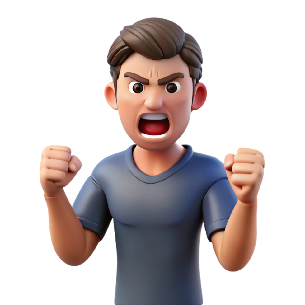splendid distinguished Angry man, clenched fists, furious expression, NO BACKGROUND with Transparent Background. png