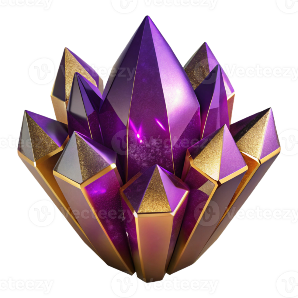 serene vintage Deep Purple Crystal Texture Cutout with Facets professional png