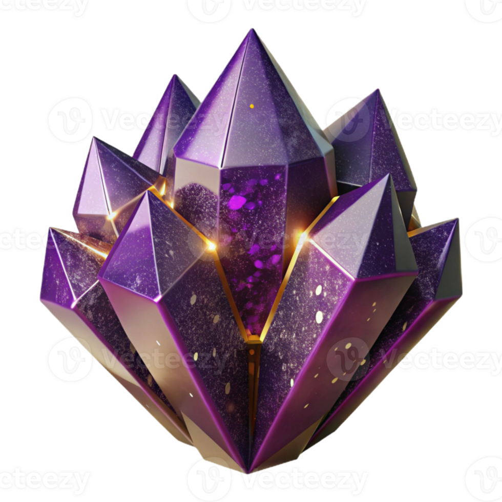 magnificent artistic Deep Purple Crystal Texture Cutout with Facets exclusive png