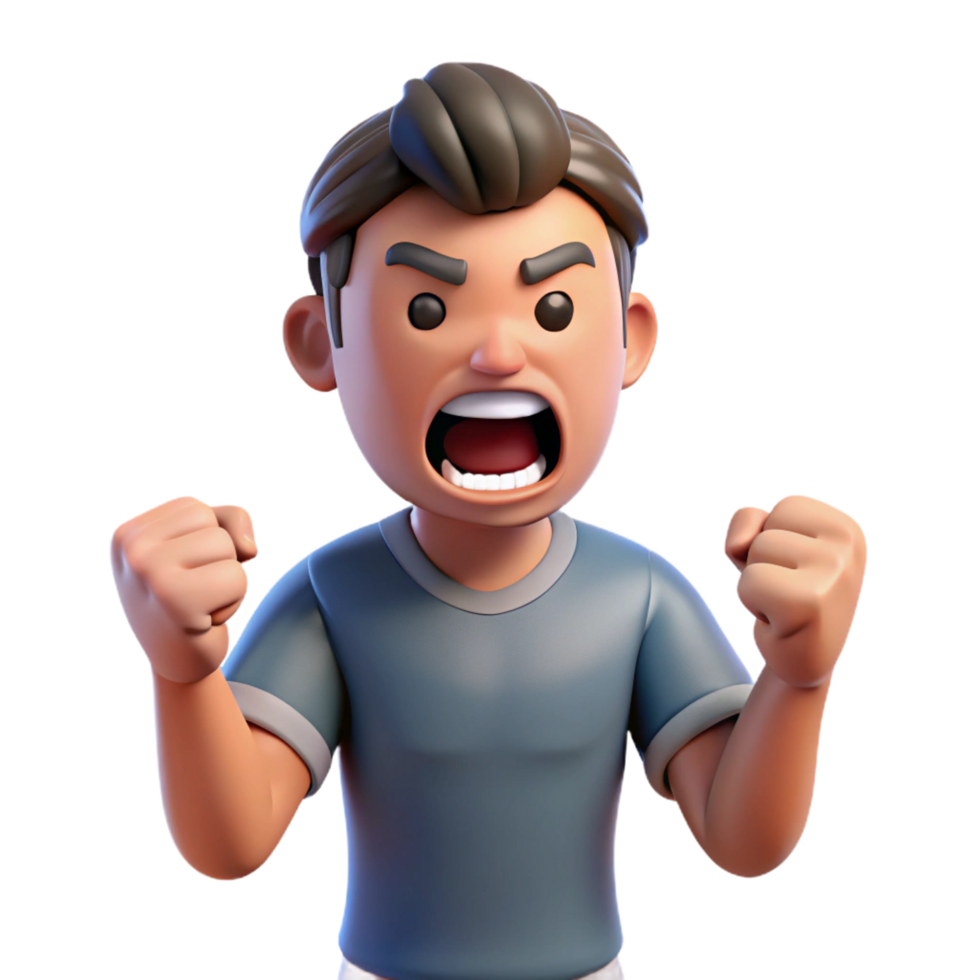 pristine nostalgic retro Angry man, clenched fists, furious expression, NO BACKGROUND with Transparent Background. crisp png