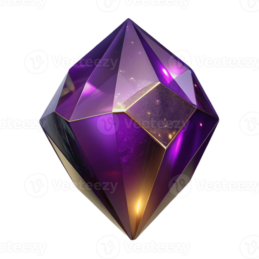 wonderful classic Deep Purple Gemstone Cutout with Reflective Surface detailed png