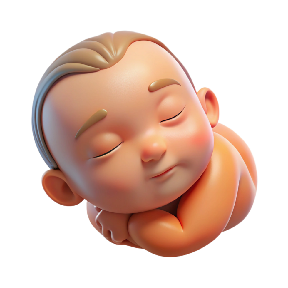 sumptuous art deco Sleeping baby, peaceful, serene, NO BACKGROUND with Transparent Background. fine detail png