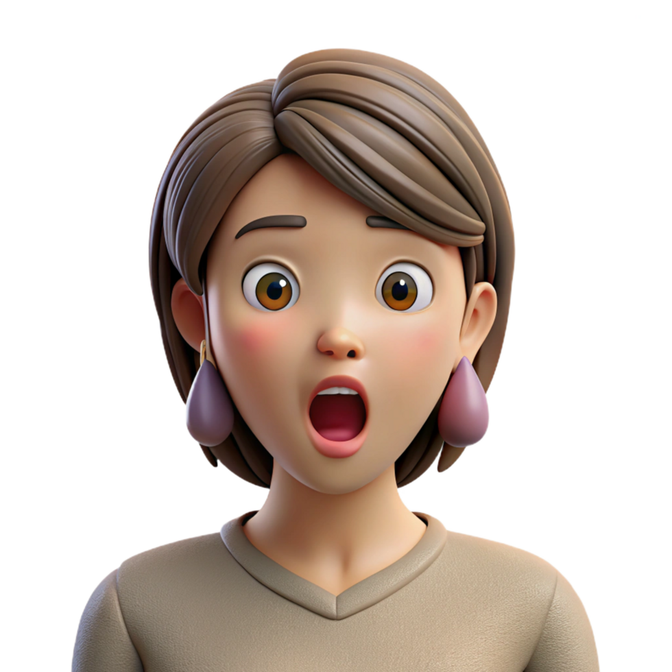 wonderful celebrated Surprised woman, eyes wide open, shocked expression, NO BACKGROUND with Transparent Background. png