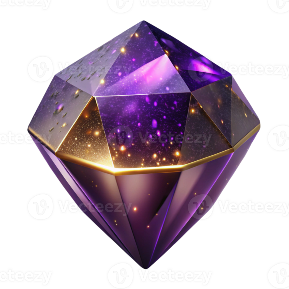 elegant abstract Deep Purple Gemstone Cutout with Reflective Surface original png