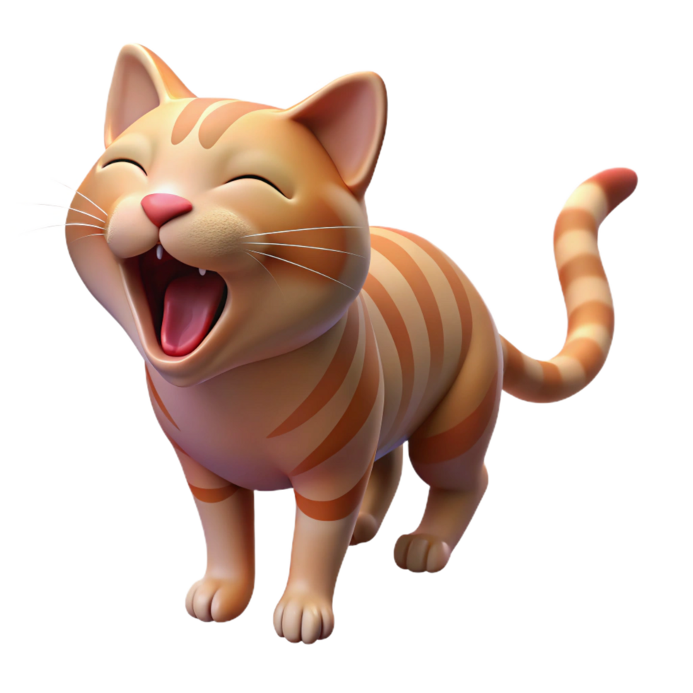 rare abstract Yawning cat, stretching, sleepy, NO BACKGROUND with Transparent Background. elite png