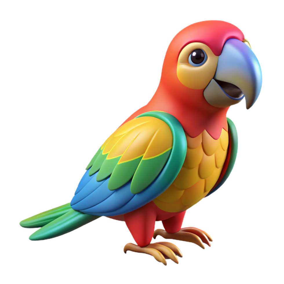 serene vintage Parrot, colorful feathers, perched, NO BACKGROUND with Transparent Background. original png