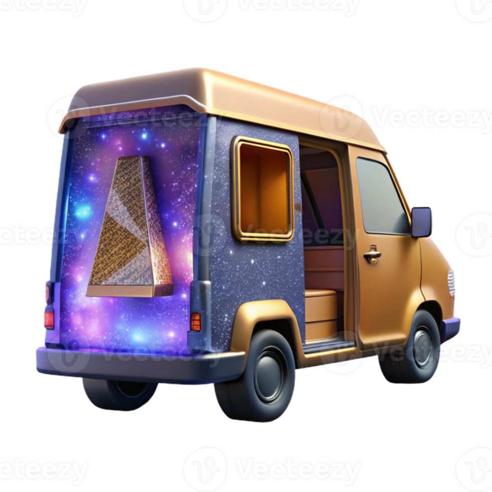serene minimalist Delivery Van Rear View Doors Open Transparent authentic png