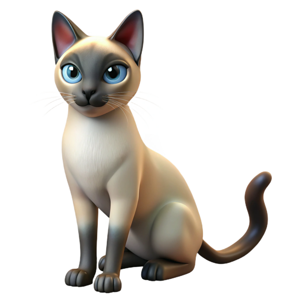 signature coastal Siamese cat, regal pose, aloof, NO BACKGROUND with Transparent Background. ultra HD png