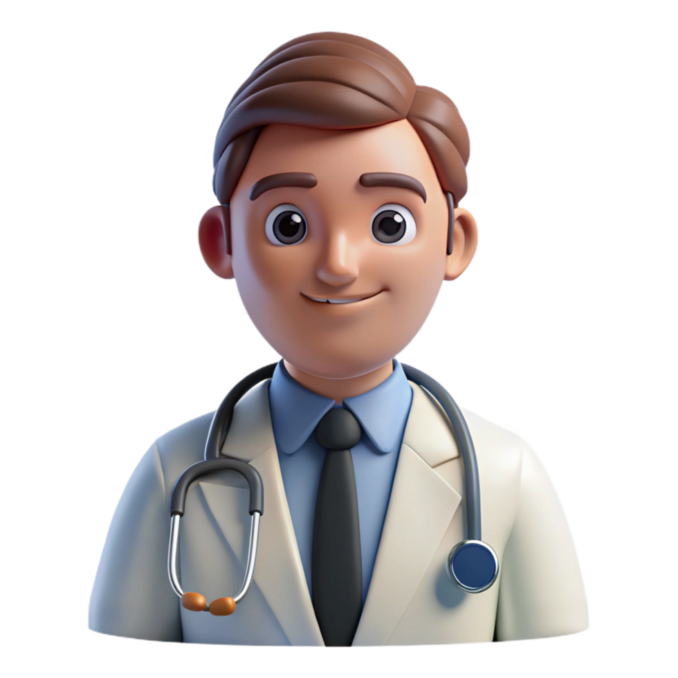 romantic picturesque Doctor, stethoscope, serious expression, NO BACKGROUND with Transparent Background. authentic png