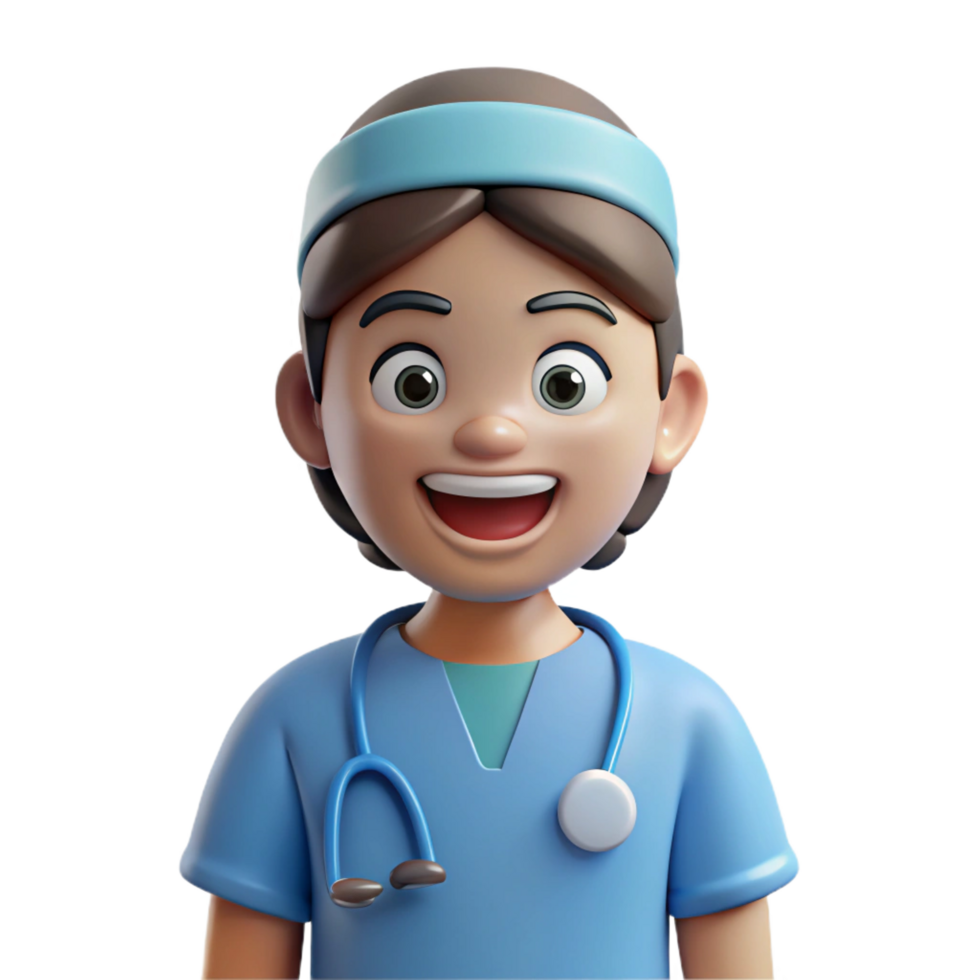 energetic dazzling Nurse, scrubs, smiling, friendly, NO BACKGROUND with Transparent Background. fine detail png