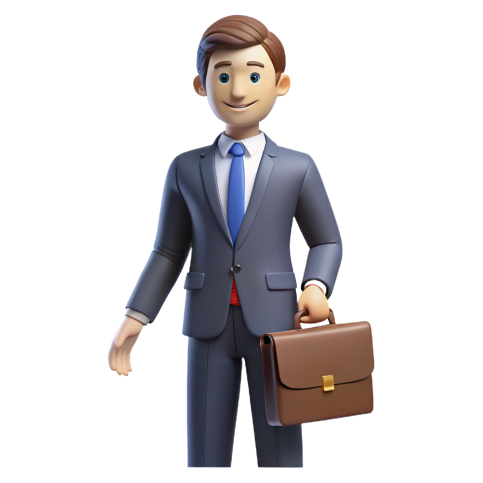 iconic minimalist Business executive, suit, briefcase, NO BACKGROUND with Transparent Background. original png