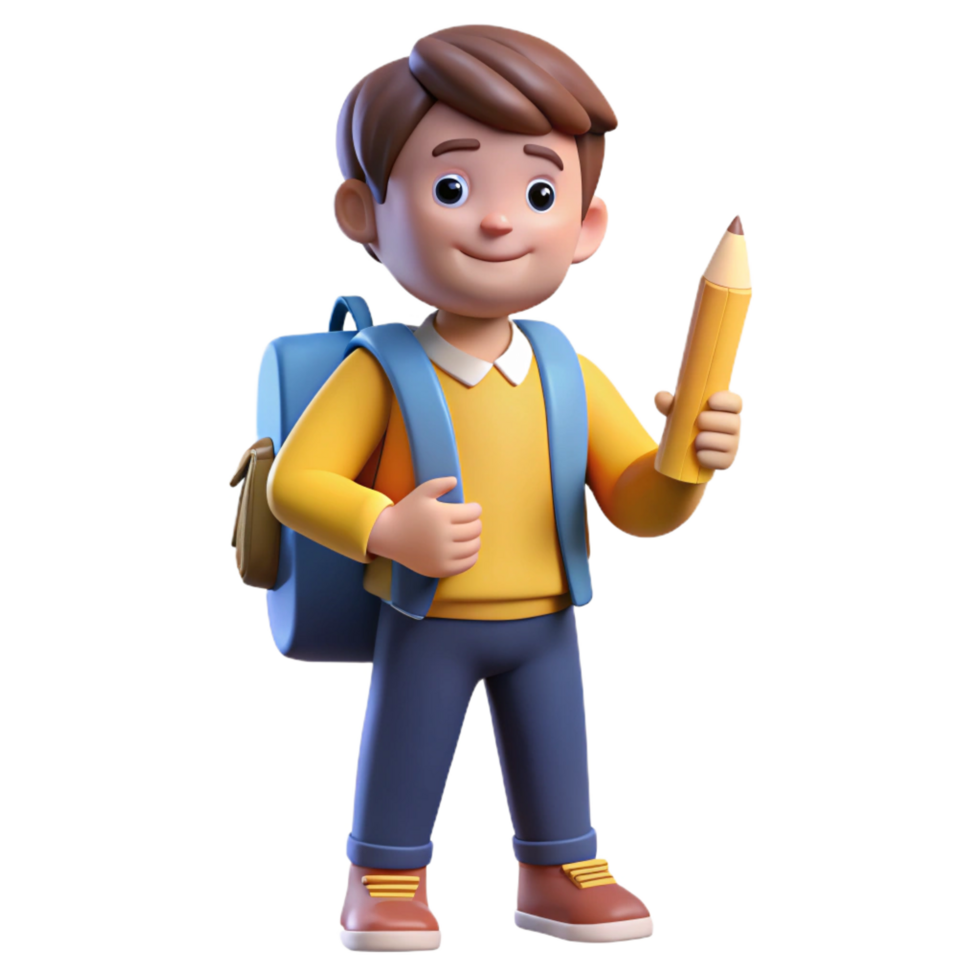 remarkable victorian Student, backpack, holding pencil, NO BACKGROUND with Transparent Background. exclusive png