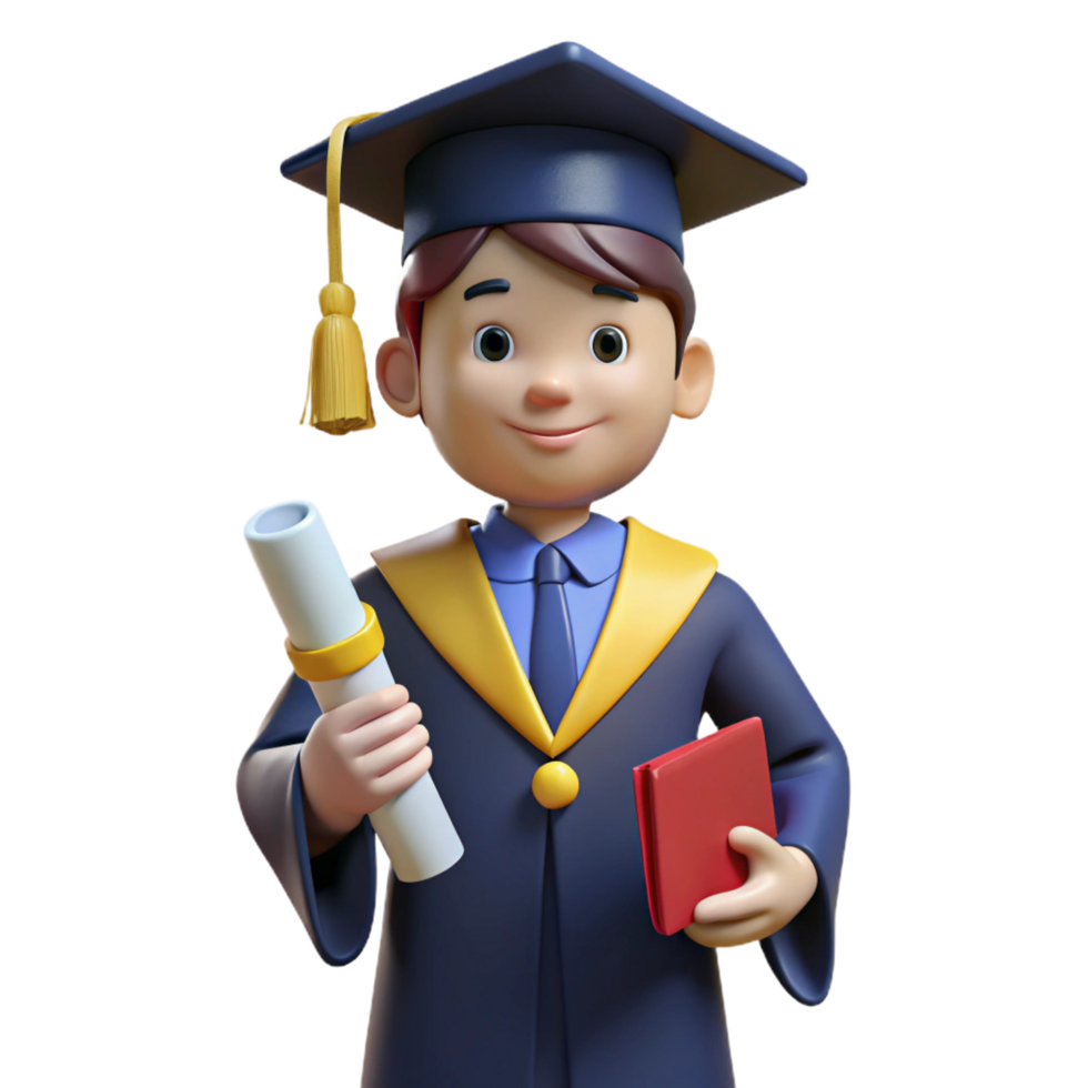 impressive dramatic baroque Graduate, cap and gown, diploma, NO BACKGROUND with Transparent Background. high resolution png
