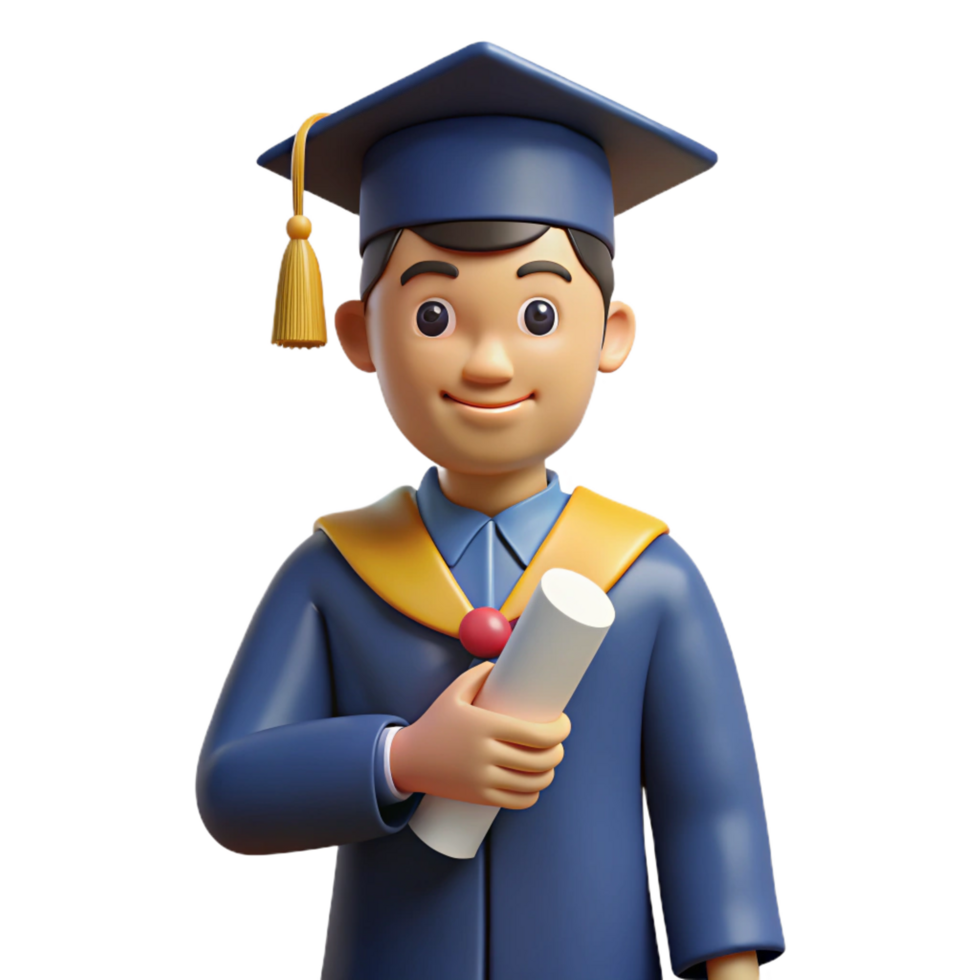 wonderful harmonious bohemian Graduate, cap and gown, diploma, NO BACKGROUND with Transparent Background. detailed png