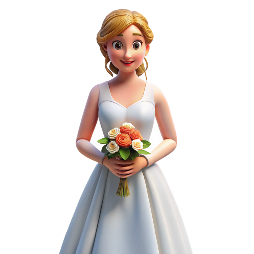 playful dramatic Bride, wedding dress, bouquet, NO BACKGROUND with Transparent Background. ultra HD png