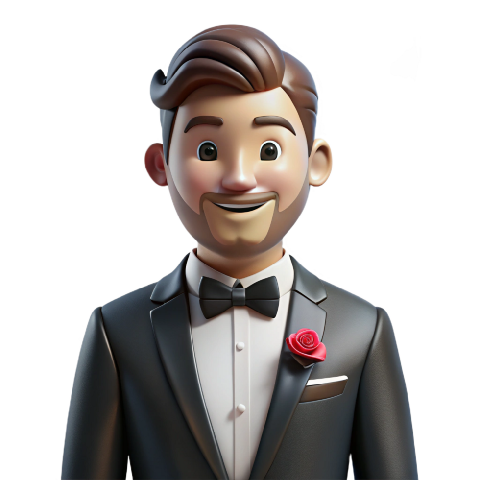 glorious avant-garde Groom, tuxedo, boutonniere, NO BACKGROUND with Transparent Background. flawless png