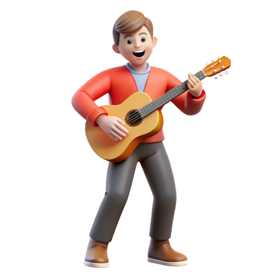 gorgeous calm surreal Musician, guitar, singing, NO BACKGROUND with Transparent Background. masterfully captured png