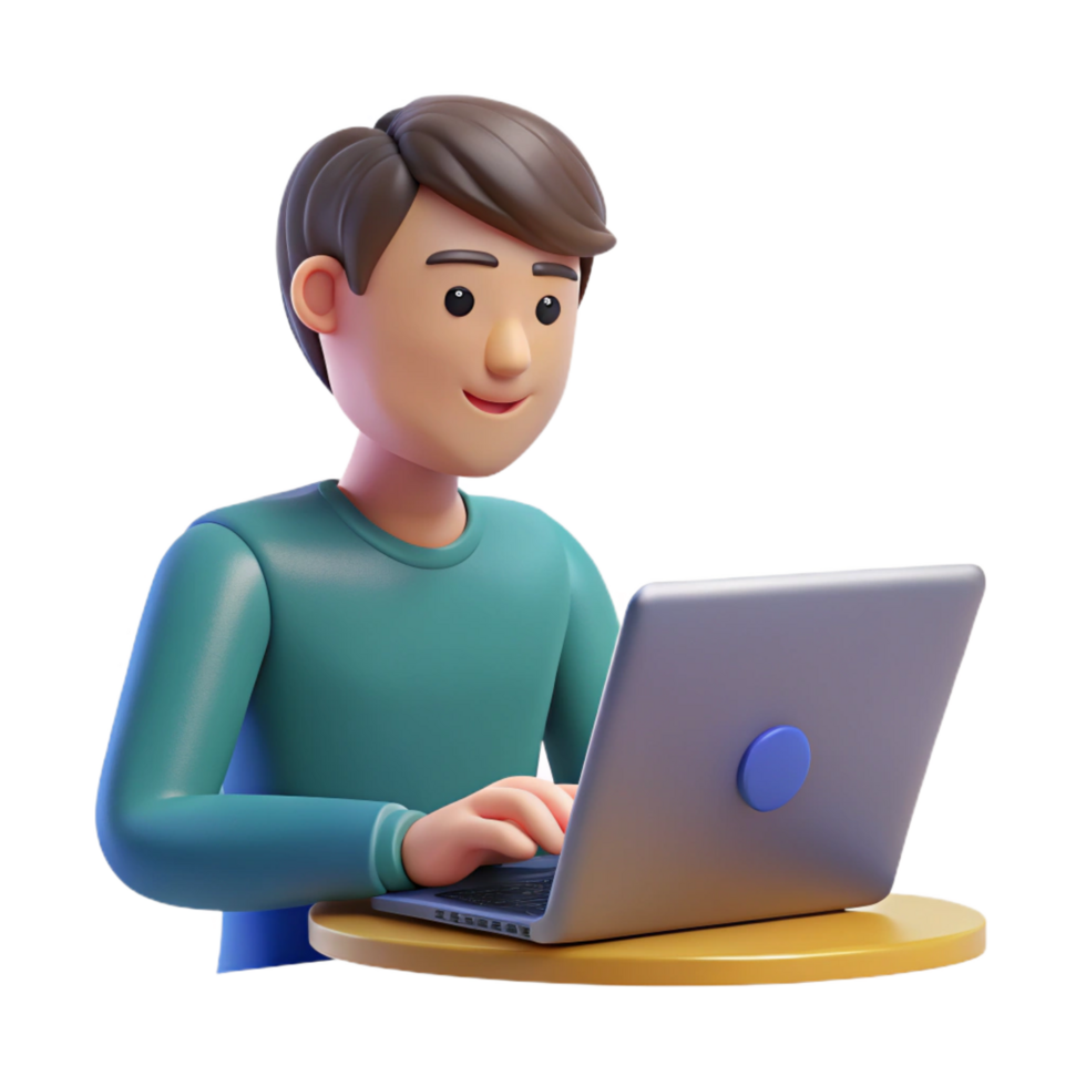 spectacular notable Writer, laptop, typing, NO BACKGROUND with Transparent Background. png