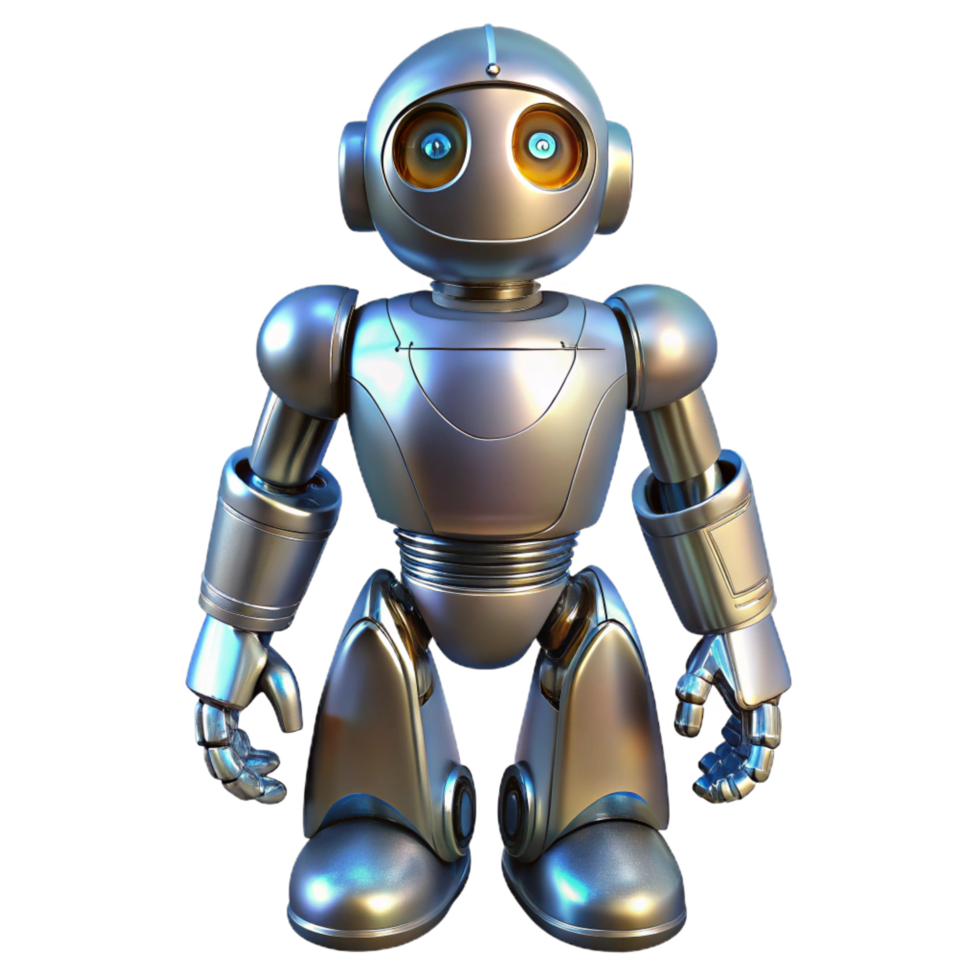 gorgeous mysterious rustic Robot, metallic, futuristic, NO BACKGROUND with Transparent Background. gallery standard png