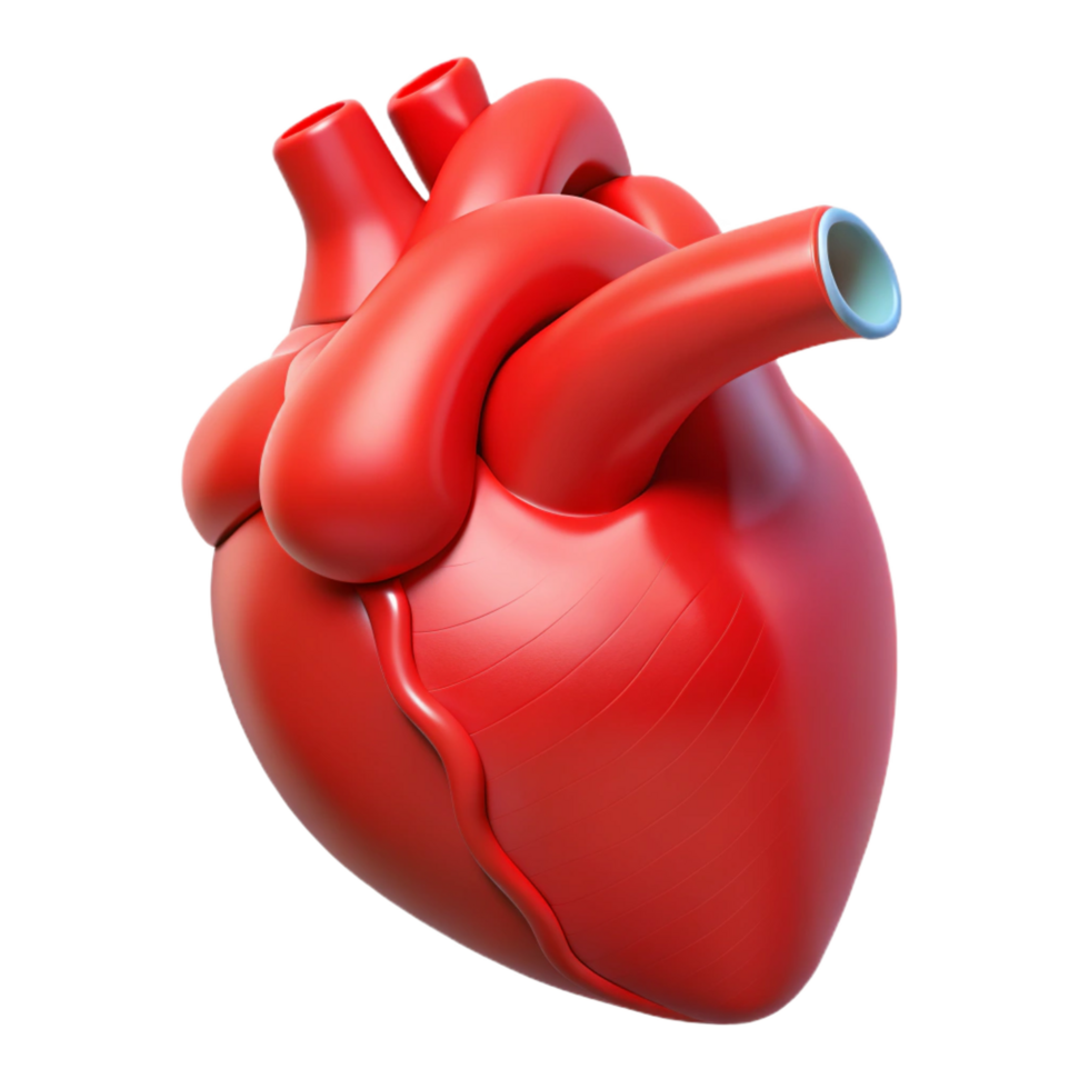 exemplary impressionist Heart, anatomical, red, NO BACKGROUND with Transparent Background. fine detail png