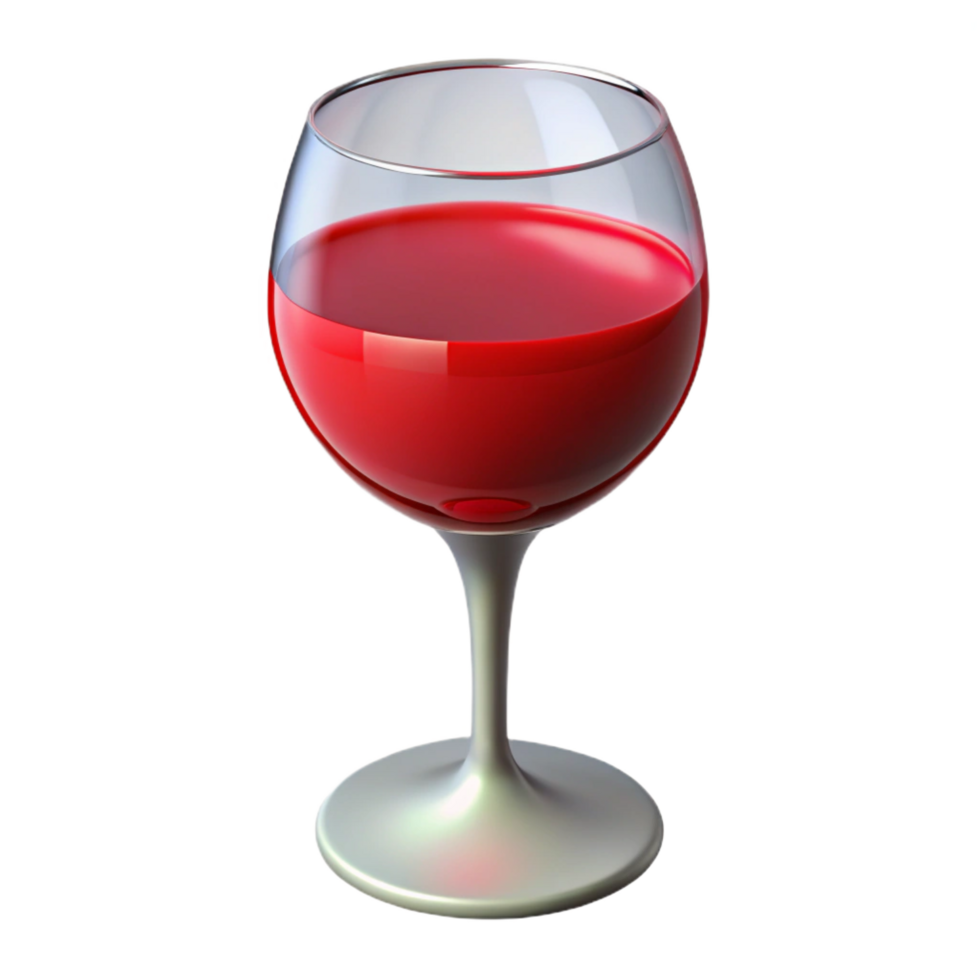 impressive reflective artistic Wine glass, red wine, filled, NO BACKGROUND with Transparent Background. 4K png