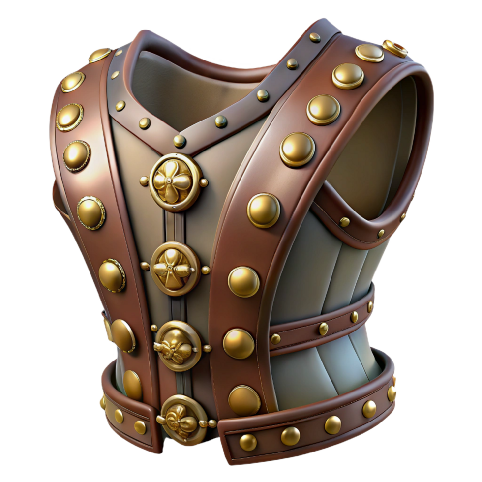 serene intense artistic Steampunk corset with leather buckles and metallic rivets. NO BACKGROUND with Transparent Background. detailed png