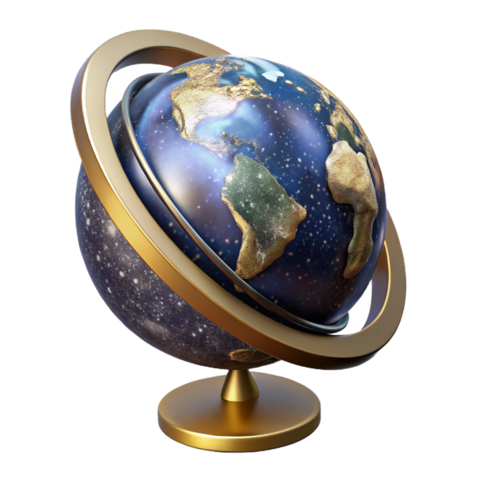 elegant contemporary D Globe with Rotating Axis Cutout Element professional png