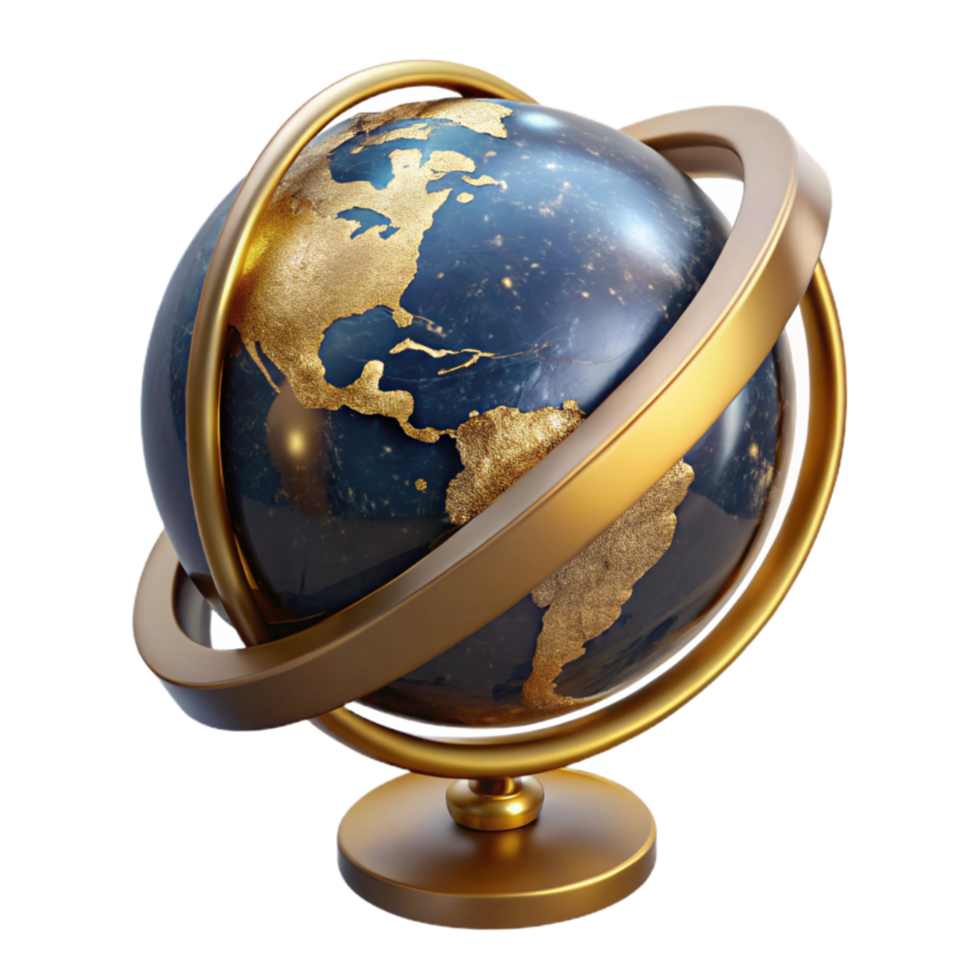 stunning minimalist D Globe with Rotating Axis Cutout Element premium png
