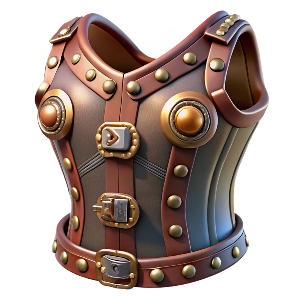 stunning melancholic bohemian Steampunk corset with leather buckles and metallic rivets. NO BACKGROUND with Transparent Background. ultra HD png